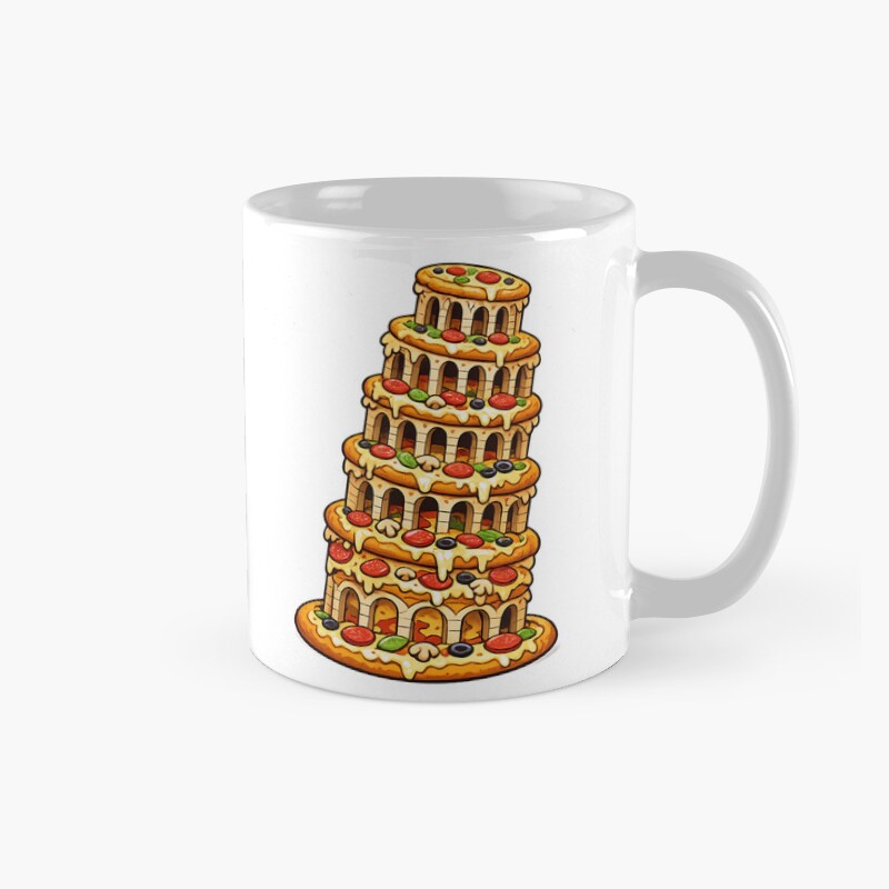 Funny Food Humor Tower Of Pizza Pun Design Mug