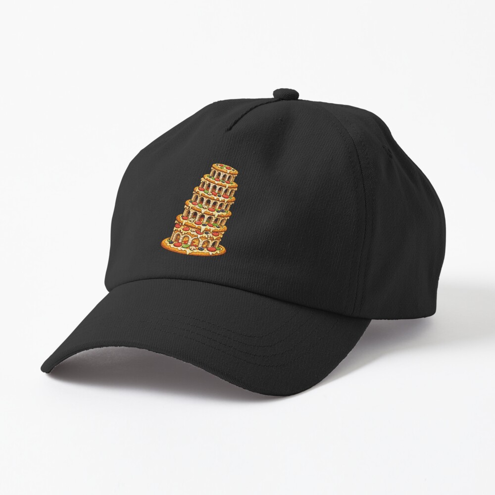 Funny Food Humor Tower Of Pizza Pun Design Hat