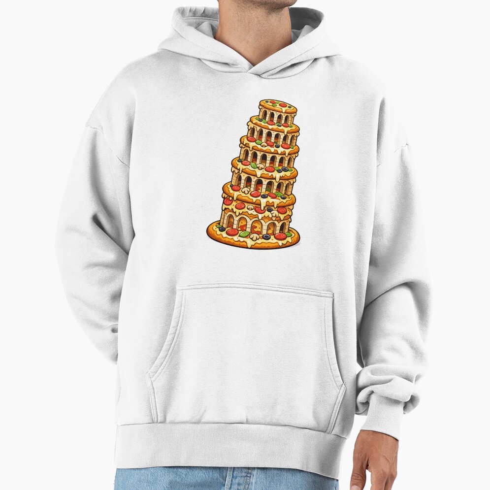 Funny Food Humor Tower Of Pizza Pun Design Hoodie