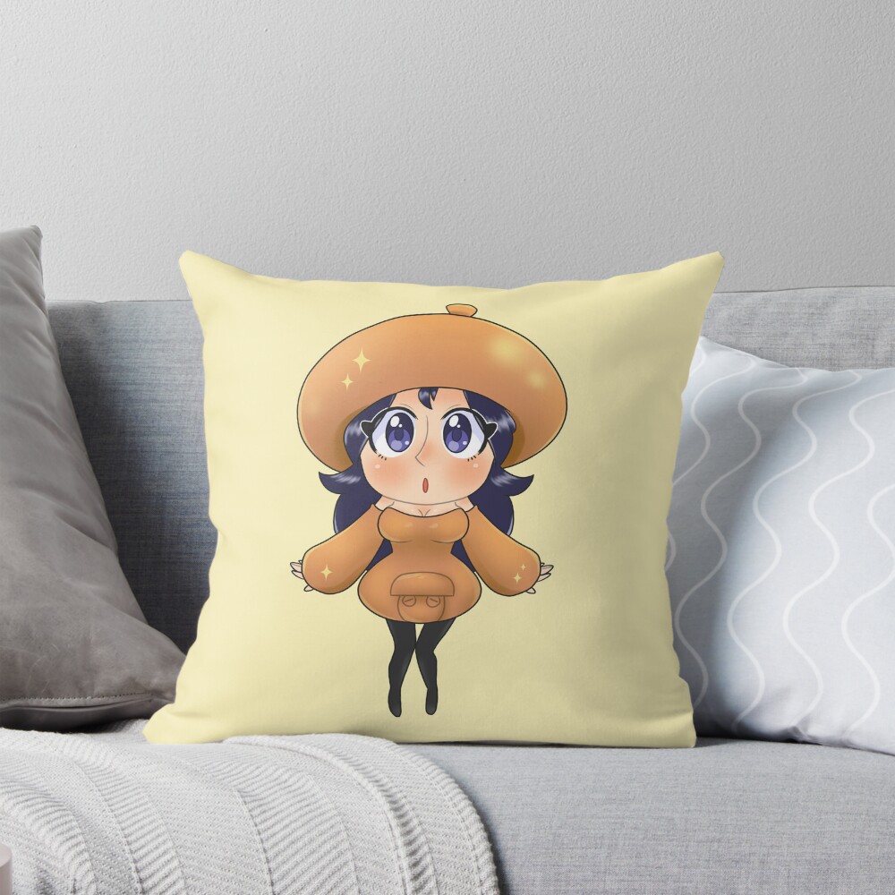Mushroom Gal Pizza Tower Throw Pillow