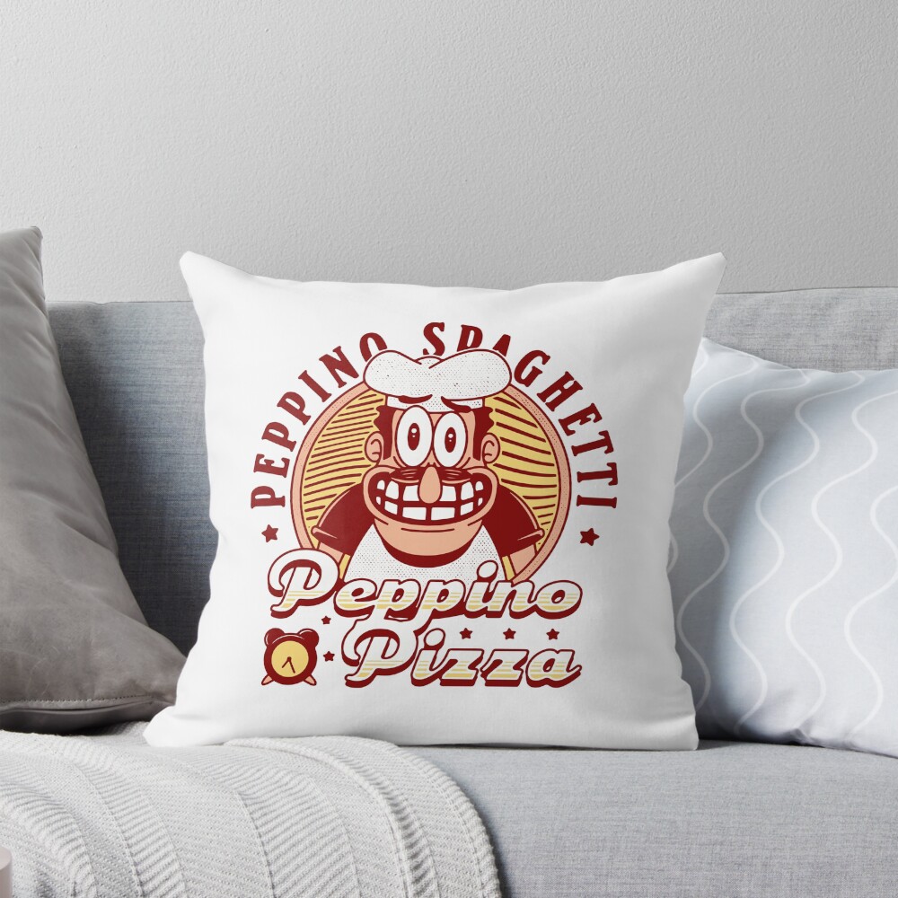 Peppino Pizza Emblem Throw Pillow